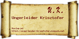 Ungerleider Krisztofer névjegykártya
